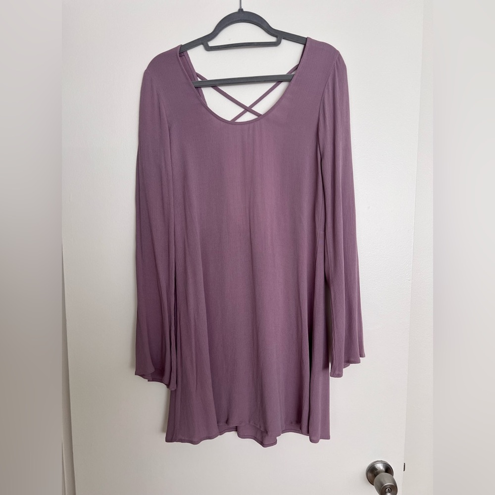 Light Purple Bell Sleeved Dress with Cute Back